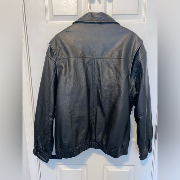 St. John’s Bay Leather Mens Large Black Coat - Picture 2 of 3